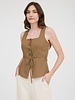 The Workshop Linen Button Down Split Hem Cropped Vest