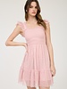 Mine Polka Dot Chiffon Smocked Ruffle Mini Dress