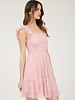 Mine Polka Dot Chiffon Smocked Ruffle Mini Dress