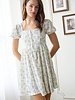 Mine Floral Lace Trim Front Hook&Eye Mini Dress