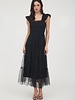 Blu Pepper Polka Dot Chiffon Smocked Tiered Midi Dress