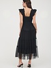 Blu Pepper Polka Dot Chiffon Smocked Tiered Midi Dress