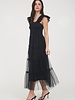 Blu Pepper Polka Dot Chiffon Smocked Tiered Midi Dress