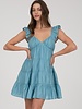 Blu Pepper Vneck Tiered Babydoll Mini Dress