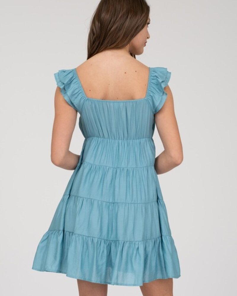 Blu Pepper Vneck Tiered Babydoll Mini Dress