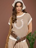Blu Pepper Brown Horseshoe Sweater W/White Border
