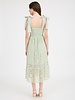 Blu Pepper Lace Tie Strap Sheer Trim Sleeveless Midi Dress