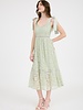 Blu Pepper Lace Tie Strap Sheer Trim Sleeveless Midi Dress