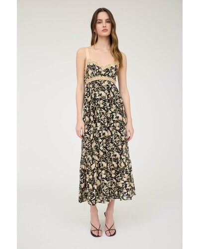 Lace Trimmed Floral DressサイズM Angela Floral Lace Trim Midi Dress, Navy Multi – North