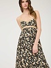 Mine Floral Lace Trim Ribbon Strap Back Tie Midi Dress