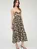 Mine Floral Lace Trim Ribbon Strap Back Tie Midi Dress
