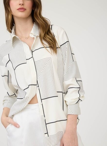 The Workshop Geo Pattern Collared Long Sleeve Button Down