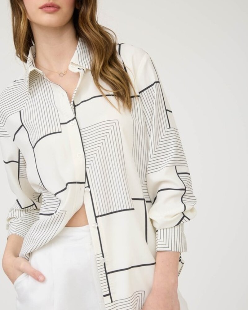The Workshop Geo Pattern Collared Long Sleeve Button Down