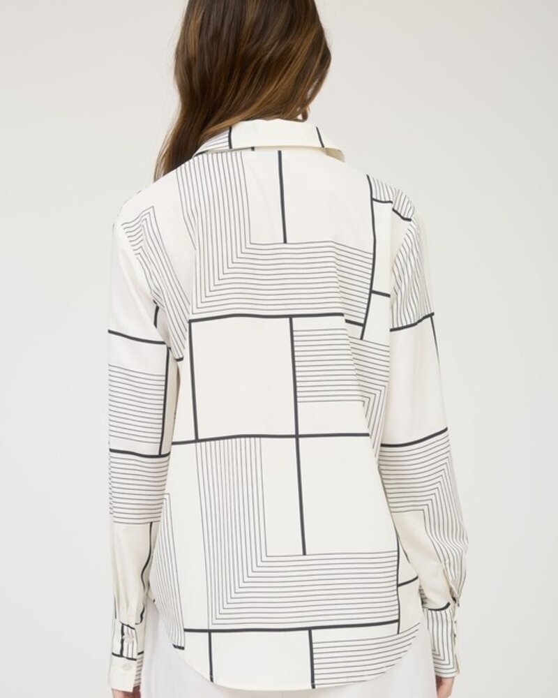 The Workshop Geo Pattern Collared Long Sleeve Button Down