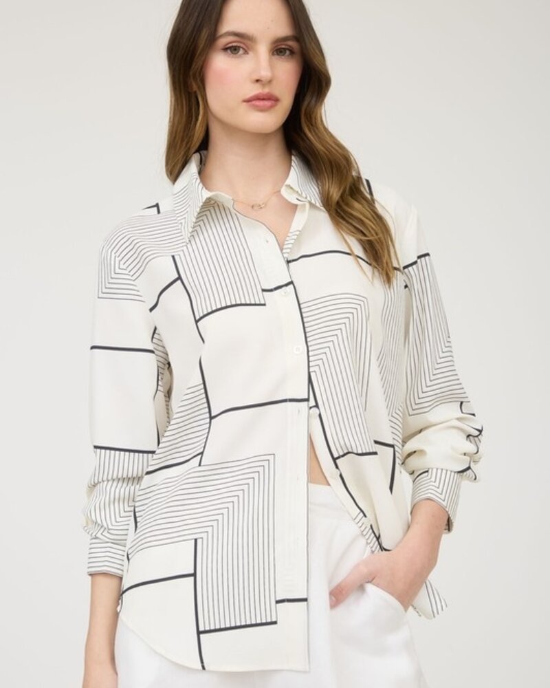 The Workshop Geo Pattern Collared Long Sleeve Button Down
