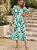 Supreme Fashion Deep V Puff Sleeves Lined Dress
