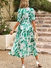 Supreme Fashion Deep V Puff Sleeves Lined Dress
