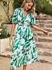 Supreme Fashion Deep V Puff Sleeves Lined Dress