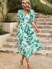 Supreme Fashion Deep V Puff Sleeves Lined Dress