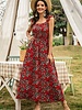 Supreme Fashion Floral Shirred Sleeveless A Line Dress