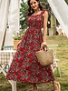 Supreme Fashion Floral Shirred Sleeveless A Line Dress