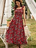 Supreme Fashion Floral Shirred Sleeveless A Line Dress