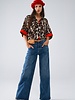 Q2 Leopard 3/4 Sleeve W/Red Detail