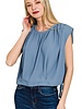 Woven Drawstring Tie Side Sleeveless Top