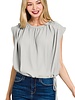 Woven Drawstring Tie Side Sleeveless Top