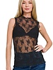 Lace See-Through Layering Sleeveless Top