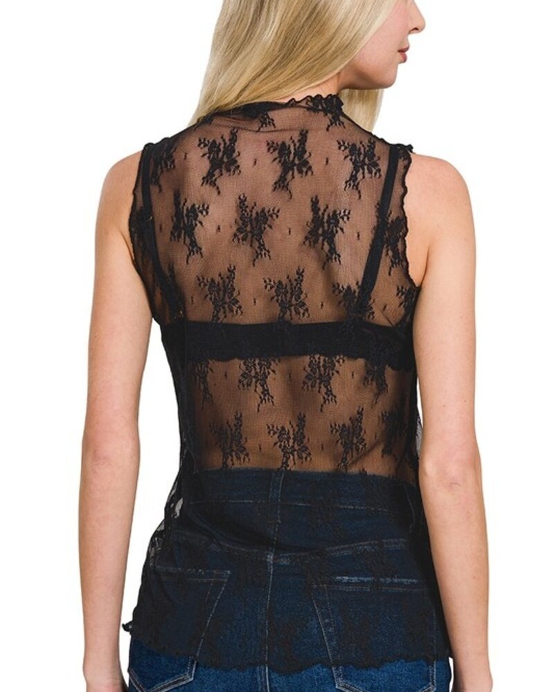 Lace See-Through Layering Sleeveless Top