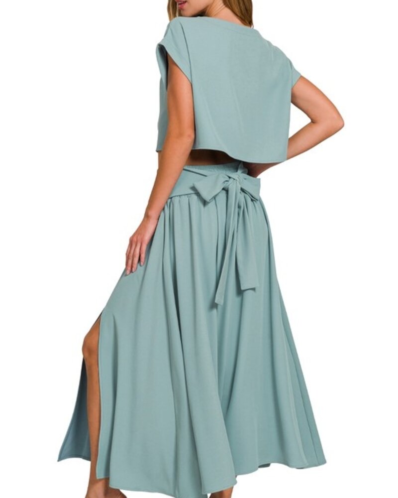 Heavy Woven Span Crop Tee & Skirt Set