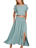Heavy Woven Span Crop Tee & Skirt Set