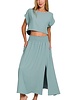Heavy Woven Span Crop Tee & Skirt Set