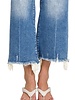 Mid Rise Staright Raw Hem Denim Pants