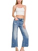 Distressed Raw Hem Denim Pants