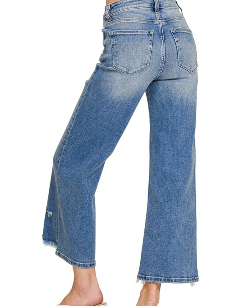 Distressed Raw Hem Denim Pants