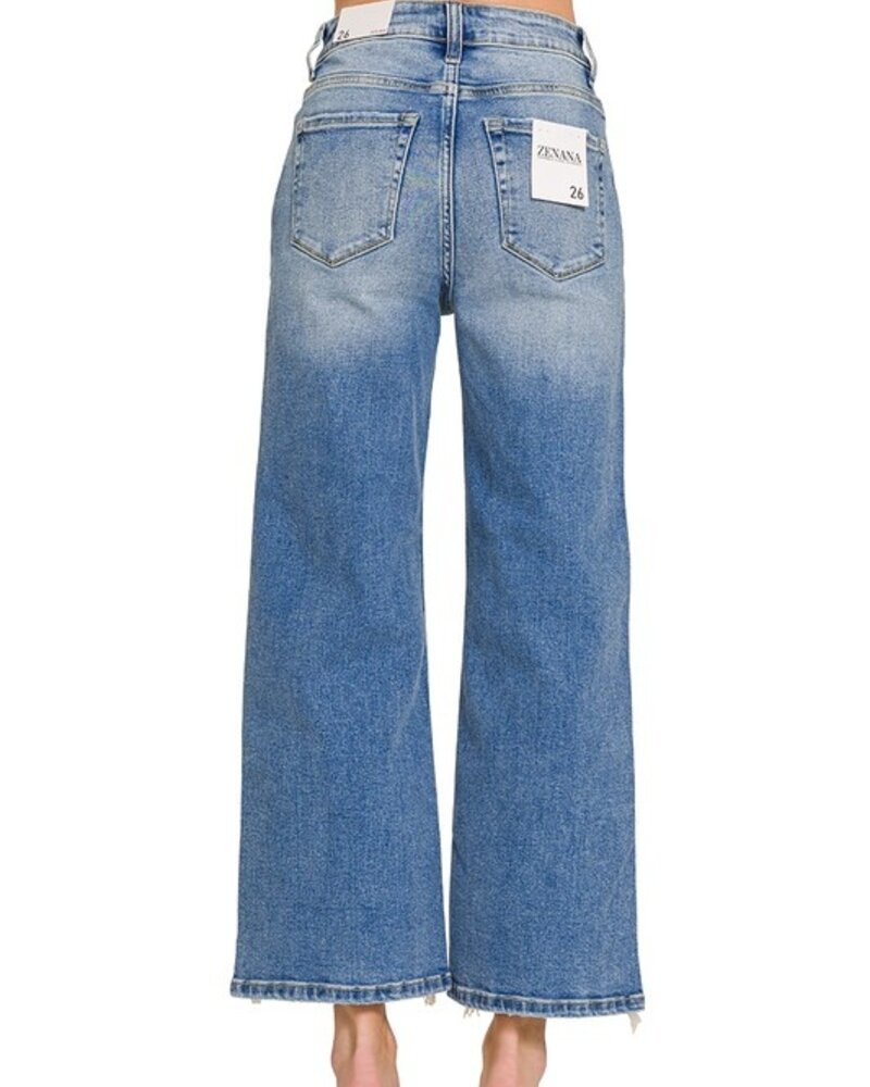 Distressed Raw Hem Denim Pants