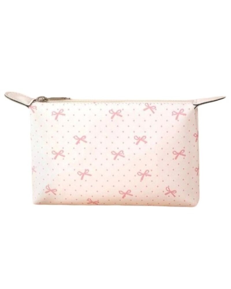 Bow Ribbon Vegan Leather Cosmetic Bag