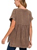 Washed Double Gauze 3/4 Button Henley Neck Shirt