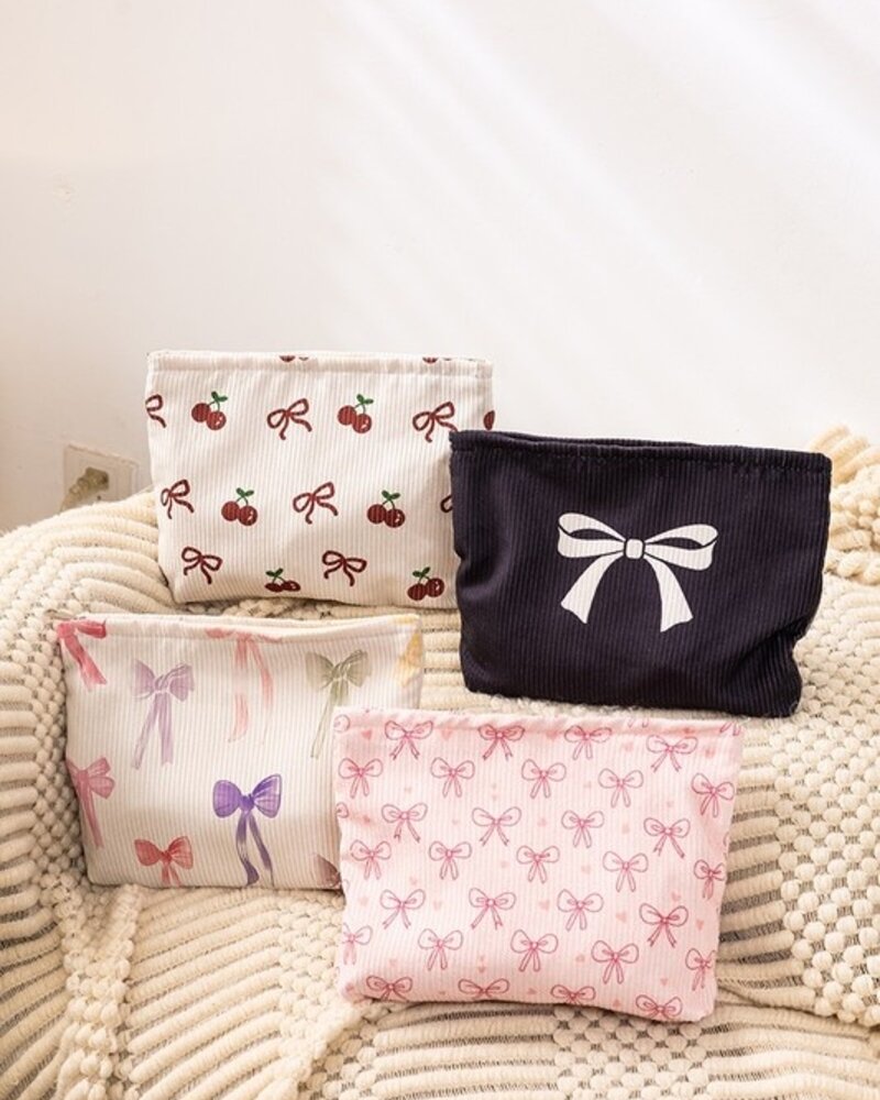 Bowknot Pattern Cosmetic Clutch Bag