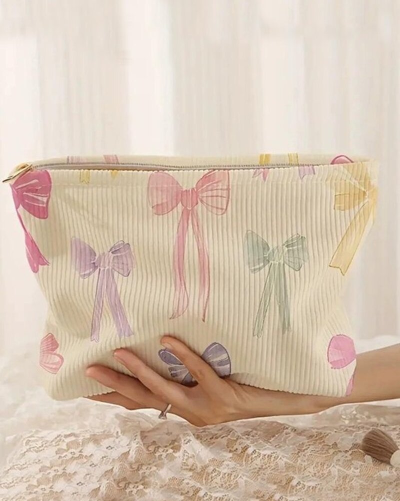 Bowknot Pattern Cosmetic Clutch Bag