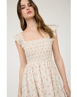 Blu Pepper Floral Trellis Pattern Smocked Mini Dress