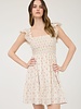 Blu Pepper Floral Trellis Pattern Smocked Mini Dress