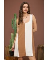 Blu Pepper Wide Stripe Sleeveless Linen Mini Dress