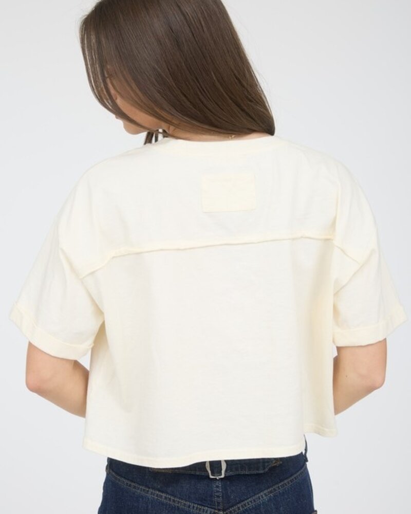 J.O.A Denim Star Patch Short Sleeve Knit T-shirt