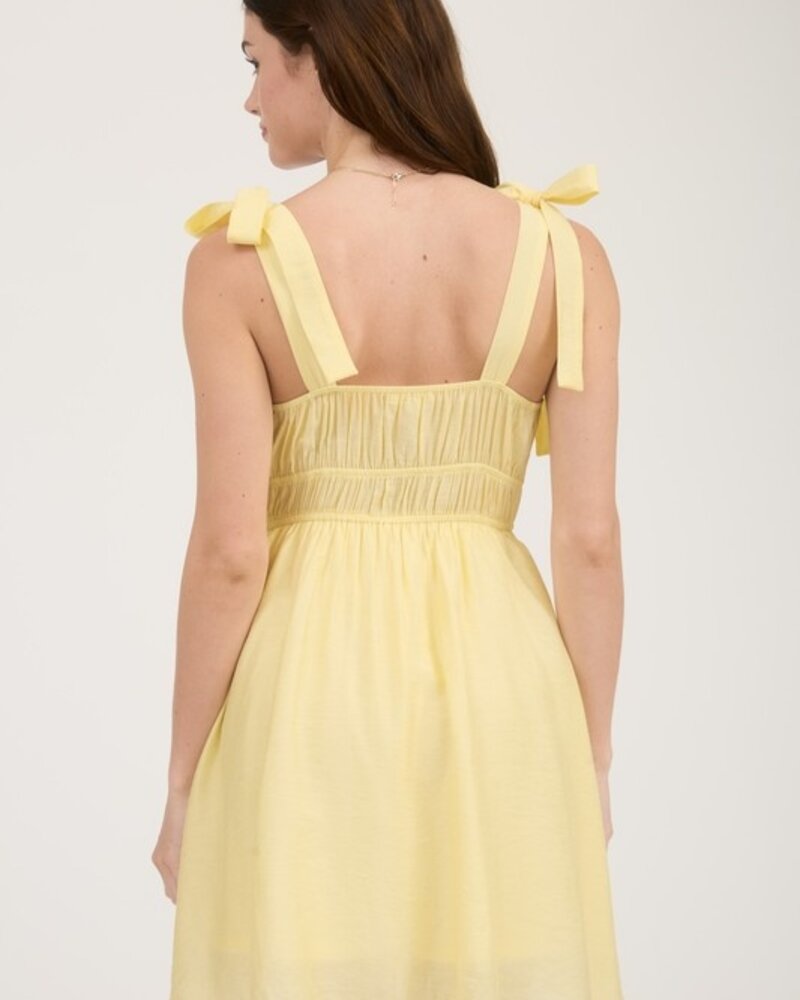 Blu Pepper Eyelet Detail Lace Trim Tie Strap Mini Dress