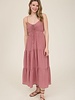 Blu Pepper Stripe Front Tie Cut-out Tiered Midi Sundress