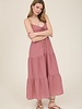 Blu Pepper Stripe Front Tie Cut-out Tiered Midi Sundress