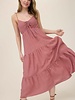 Blu Pepper Stripe Front Tie Cut-out Tiered Midi Sundress